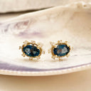 London Blue Topaz and Diamond Yellow Gold earrings