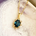 London Blue Topaz and Diamond Yellow Gold Pendant