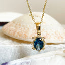 London Blue Topaz and Diamond Yellow Gold Pendant