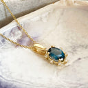 London Blue Topaz and Diamond Yellow Gold Pendant