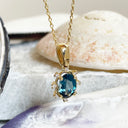 London Blue Topaz and Diamond Yellow Gold Pendant