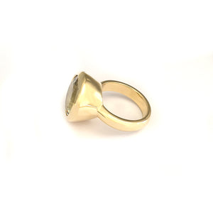 Statement Round Cut Green Amethyst Yellow Gold Ring