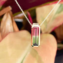 Watermelon Tourmaline Yellow Gold Slider Pendant