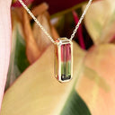 Watermelon Tourmaline Yellow Gold Slider Pendant