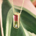 Watermelon Tourmaline Yellow Gold Slider Pendant