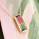 Watermelon Tourmaline Yellow Gold Slider Pendant