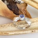 Striking Double Lion and Tanzanite White Gold Ring