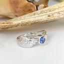 Striking Double Lion and Tanzanite White Gold Ring