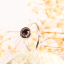 Striking Rose Cut Black Diamond Bezel Set White Gold Ring