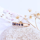 Stunning Compass Set Black Diamond Rose Gold Ring