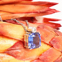 Stunning Cushion Cut Double Claw Tanzanite And Diamond Accent White Gold Pendant