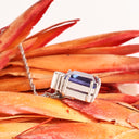 Stunning Cushion Cut Double Claw Tanzanite And Diamond Accent White Gold Pendant