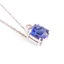 Stunning Cushion Cut Double Claw Tanzanite And Diamond Accent White Gold Pendant