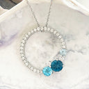Topaz and Aquamarine and diamond pendant