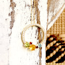 Stunning Multi Rainbow Gemstone Cluster Diamond Halo Yellow Gold Pendant