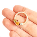 Stunning Multi Rainbow Gemstone Cluster Diamond Halo Yellow Gold Pendant