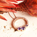 Stunning Multi Tanzanite and Diamond Gemstone Cluster Diamond Halo Rose Gold Pendant