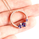 Stunning Tanzanite and Diamond Cluster Diamond Halo Rose Gold Pendant