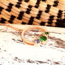 Stunning Multi Tanzanite and Tsavorite Gemstone Cluster Diamond Halo Rose Gold Pendant