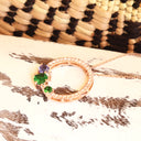 Stunning Multi Tanzanite and Tsavorite Gemstone Cluster Diamond Halo Rose Gold Pendant