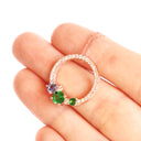 Stunning Multi Tanzanite and Tsavorite Gemstone Cluster Diamond Halo Rose Gold Pendant