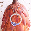 Stunning Tanzanite Cluster Diamond Halo White Gold Pendant