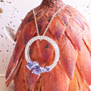 Stunning Tanzanite Cluster Diamond Halo White Gold Pendant