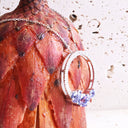 Stunning Tanzanite Cluster Diamond Halo White Gold Pendant