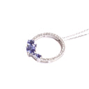 Stunning Tanzanite Cluster Diamond Halo White Gold Pendant