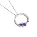 Stunning Tanzanite Cluster Diamond Halo White Gold Pendant