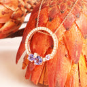 Stunning Tanzanite and Diamond Cluster Diamond Halo Rose Gold Pendant