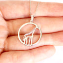 Stylish Circular Giraffe Diamond Back White Gold Pendant