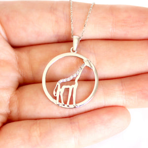 Stylish Circular Giraffe Diamond Back White Gold Pendant