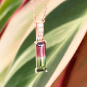 Rose Gold Watermelon tourmaline and diamond pendant