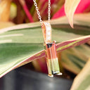 Rose Gold Watermelon tourmaline and diamond pendant
