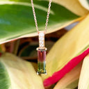 Rose Gold Watermelon tourmaline and diamond pendant