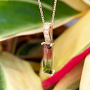 Rose Gold Watermelon tourmaline and diamond pendant
