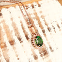 Sublime Oval Tsavorite Diamond Halo Rose Gold Pendant