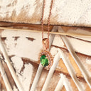 Sublime Oval Tsavorite Diamond Halo Rose Gold Pendant