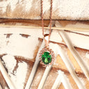 Sublime Oval Tsavorite Diamond Halo Rose Gold Pendant