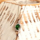 Sublime Oval Tsavorite Diamond Halo White Gold Pendant