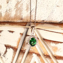 Sublime Oval Tsavorite Diamond Halo White Gold Pendant