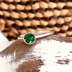Sublime Petite Bezel Set Tsavorite White Gold Ring
