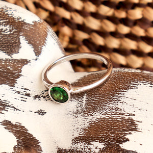 Sublime Petite Bezel Set Tsavorite White Gold Ring