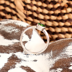 Sublime Petite Bezel Set Tsavorite White Gold Ring