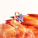 Sublime Solitaire Trilliant Cut Tanzanite Rose Gold Ring