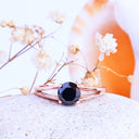 Sublime Spilt Band Linear Black Diamond Rose Gold Ring