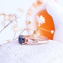 Sublime Spilt Band Linear Black Diamond Rose Gold Ring