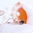Sublime Spilt Band Linear Black Diamond Rose Gold Ring