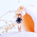 Sublime Spilt Band Linear Black Diamond Rose Gold Ring